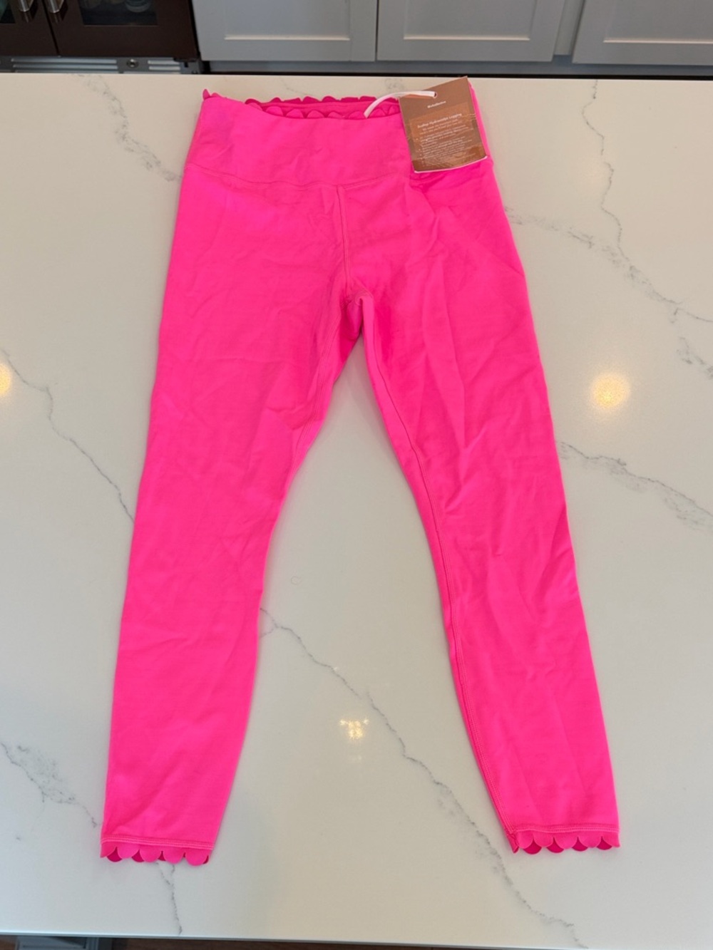 IVL Collective Pink Scalloped Leggings Hot Pink NWT Size 6 C1-020